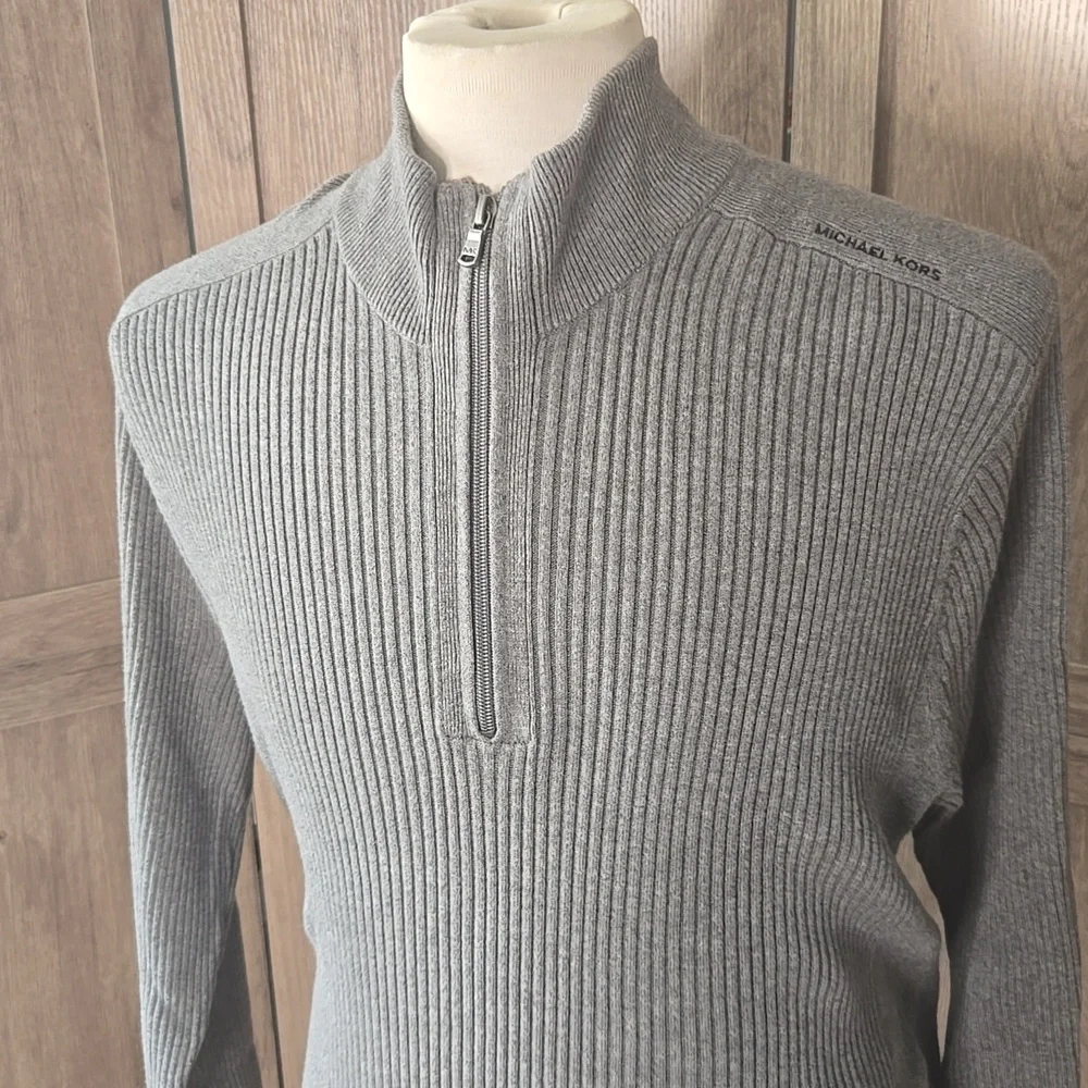 Michael Kors Men's Gray Half-Zip Sweater Pullover